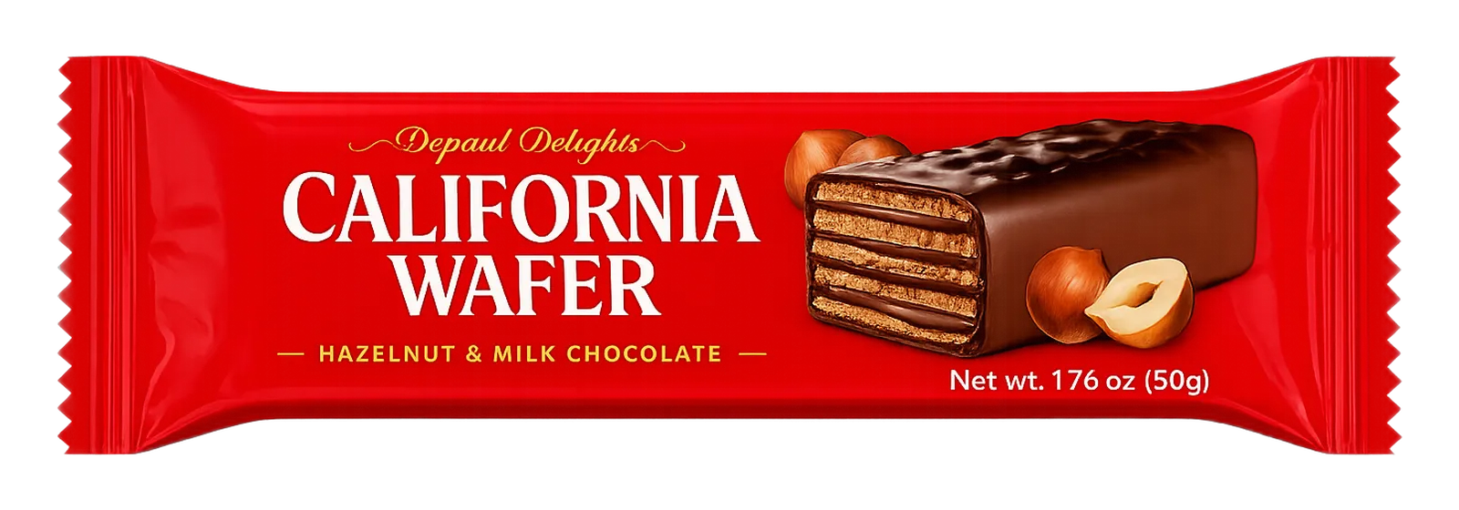 DePaul Delights California Wafer Hazelnut and Milk Chocolate bar